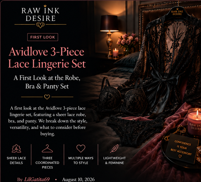 Avidlove Women 3 Piece Lingerie Set — Lace Robe, Bra & Panty